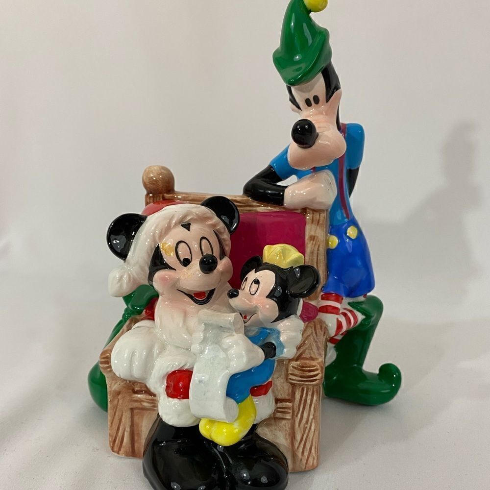 Vintage Schmid Mickey Mouse and Goofy Christmas Music Box